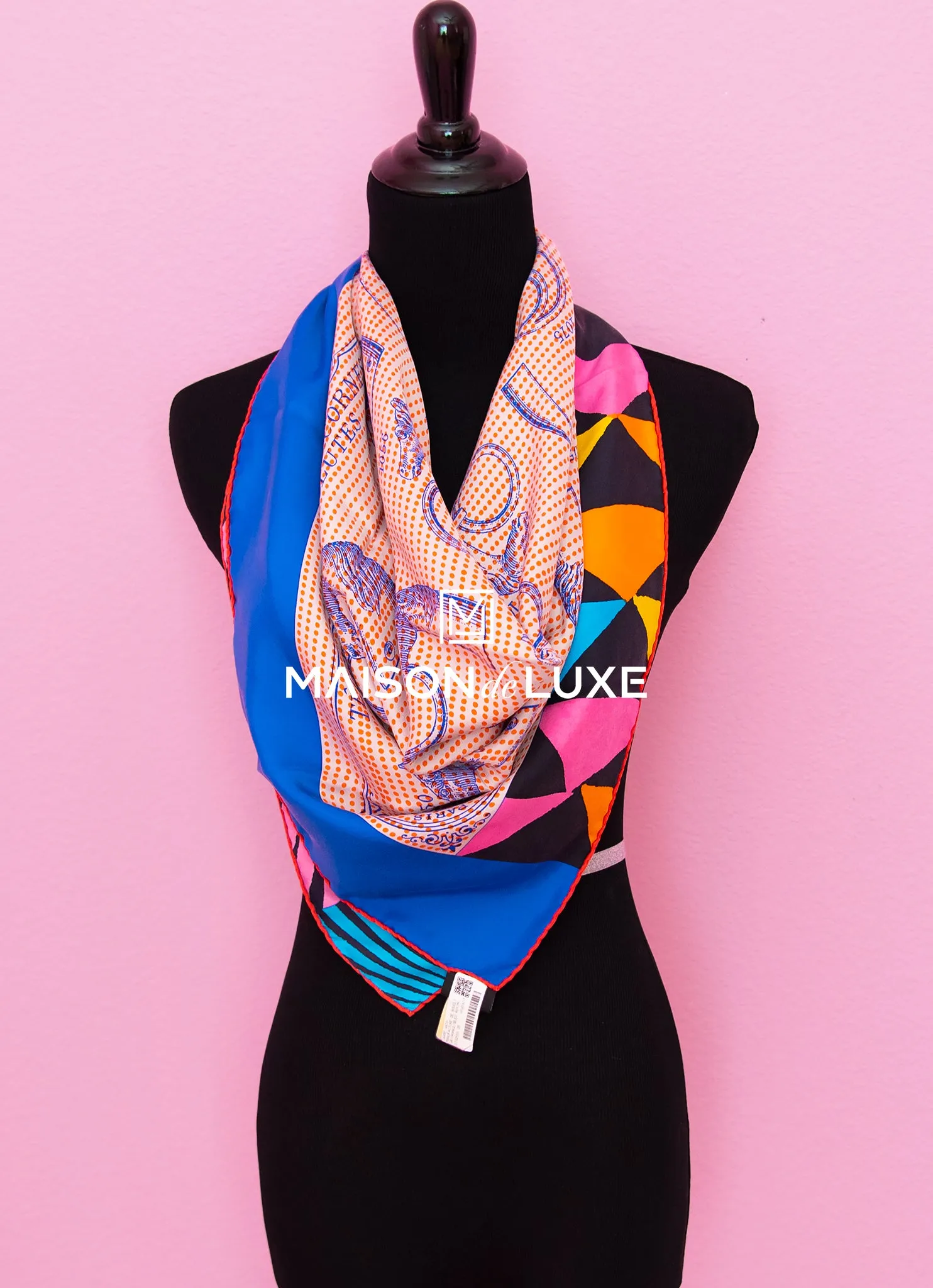 Hermes "Manufacture de Boucleries Detail" Pink Wash Twill Silk 90 cm Scarf