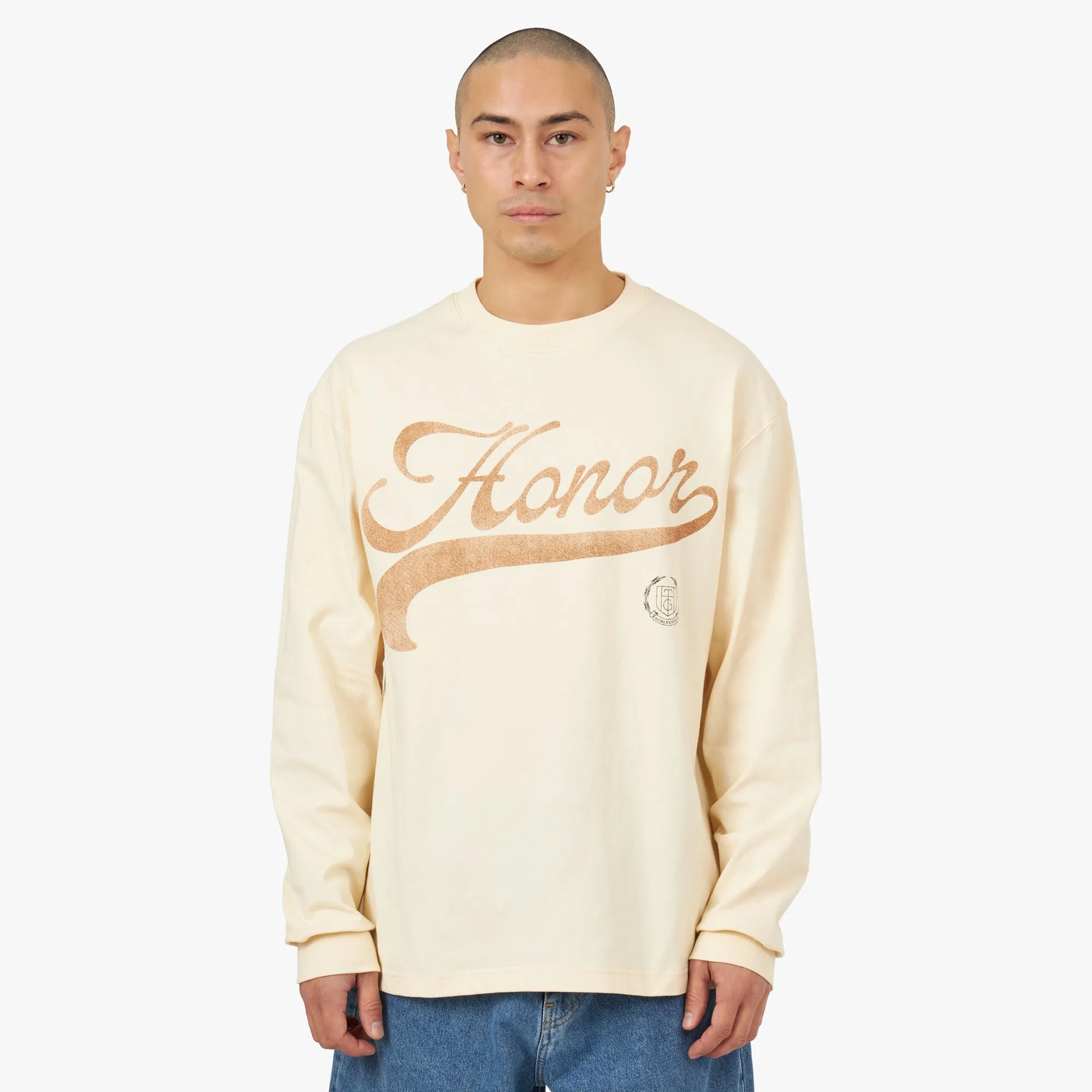 Honor The Gift Holiday Script Longsleeve Bone