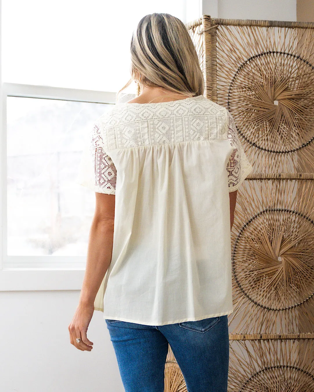 Jan Cream Embroidered Top FINAL SALE