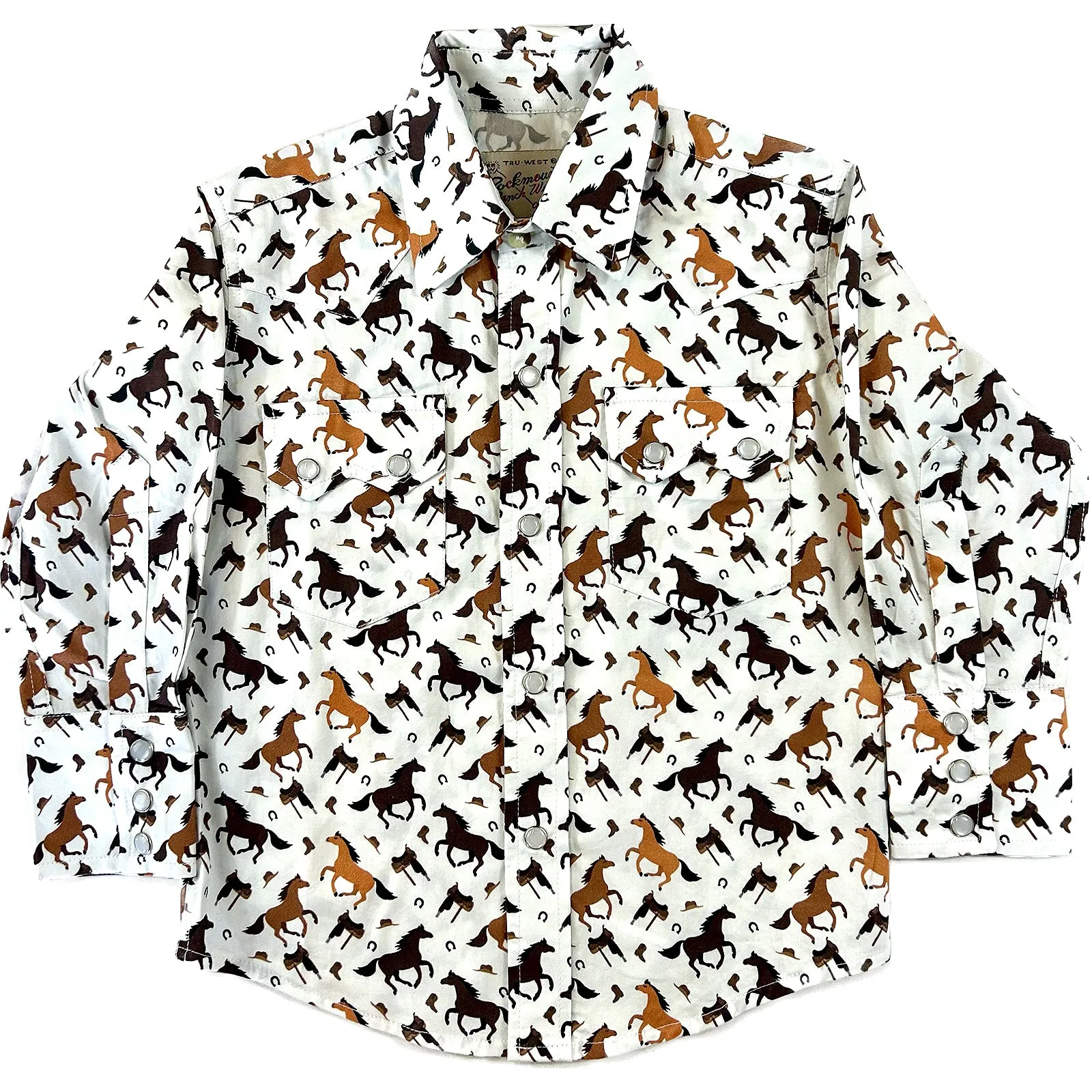 Kid's Horse Print Western Shirt