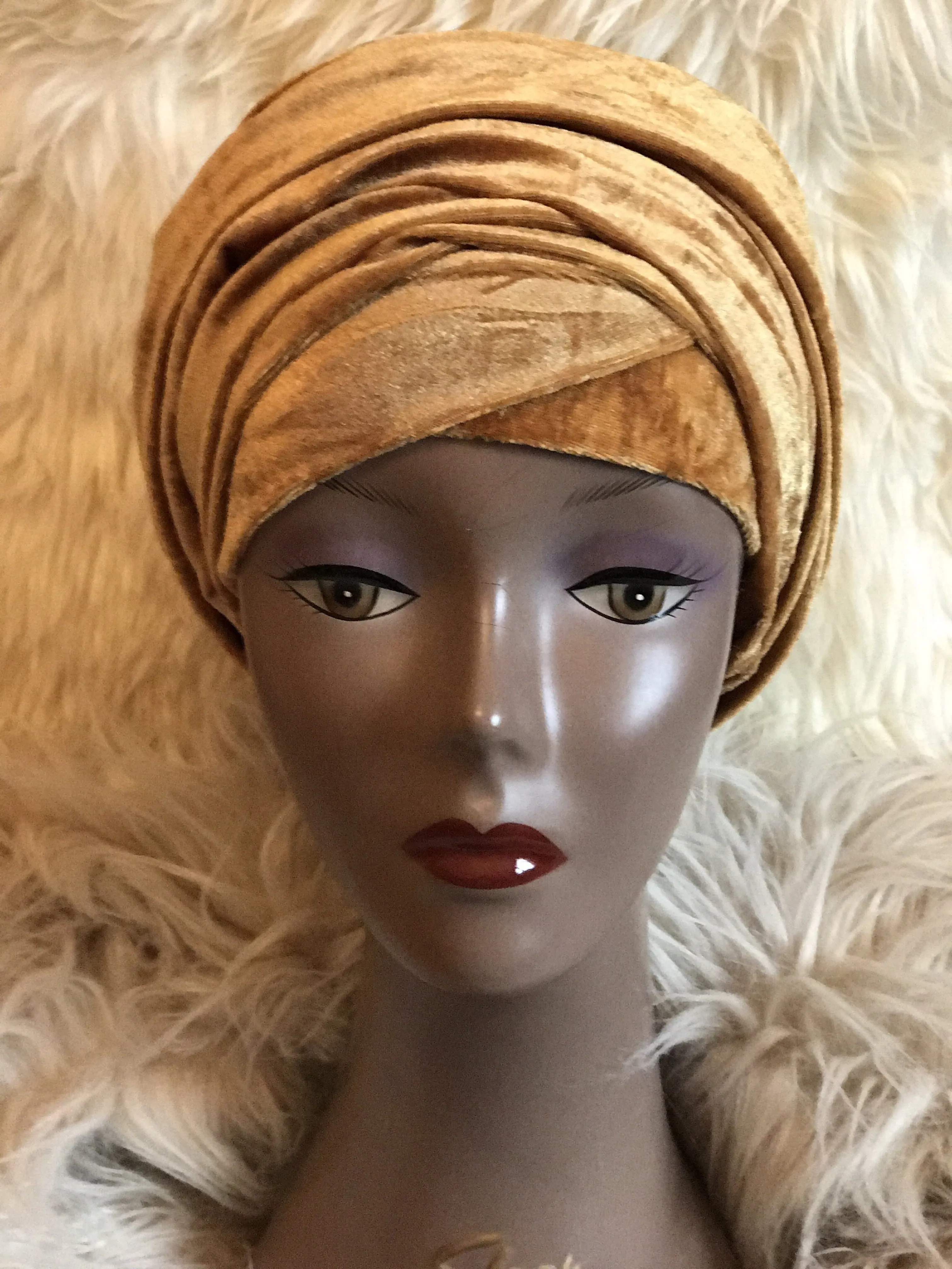 Large Plain Velvet Turban | Pre made Velvet Chemo cap