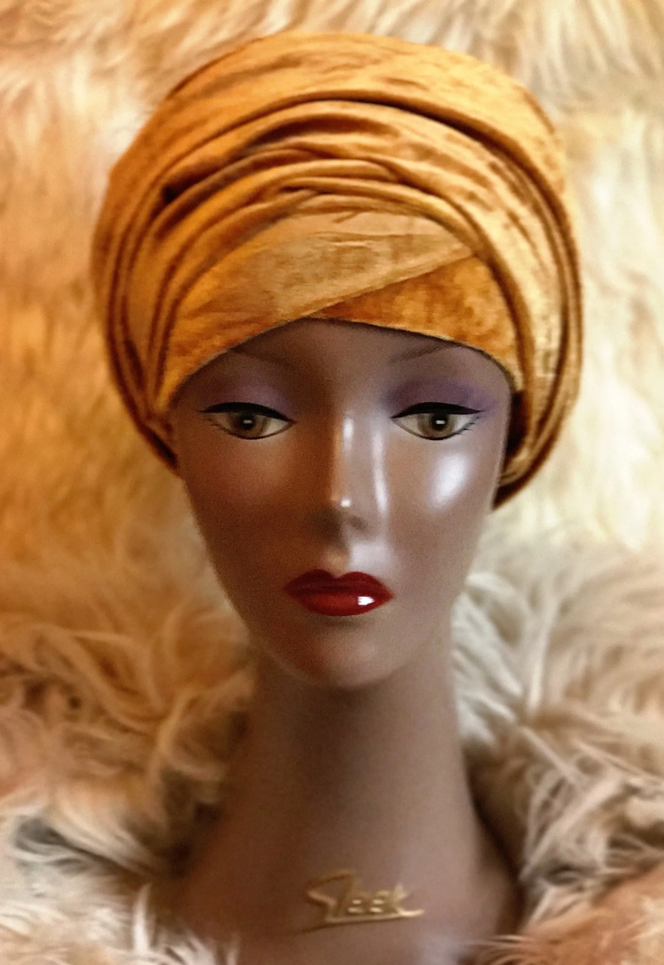 Large Plain Velvet Turban | Pre made Velvet Chemo cap