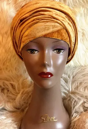 Large Plain Velvet Turban | Pre made Velvet Chemo cap