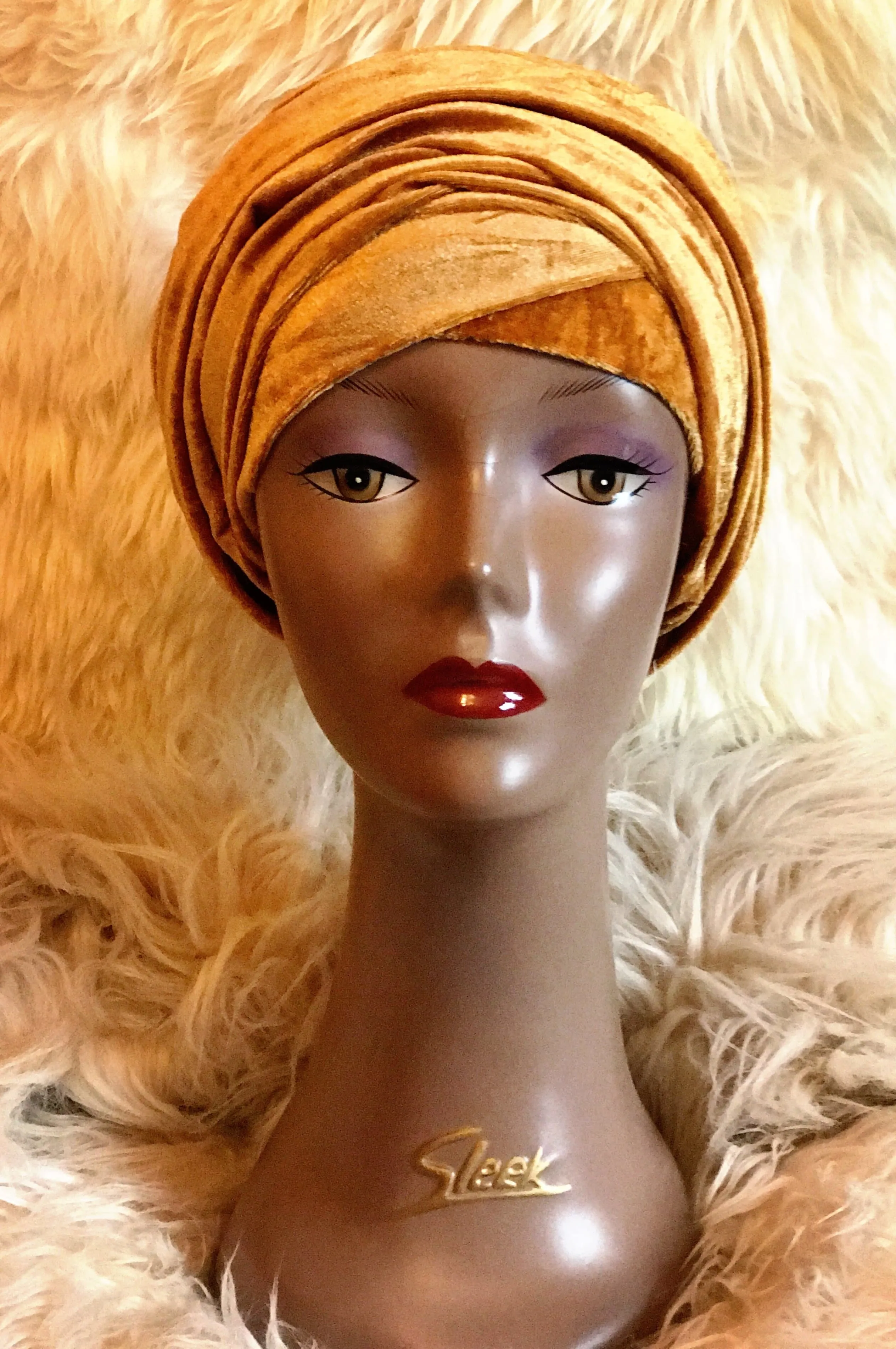 Large Plain Velvet Turban | Pre made Velvet Chemo cap