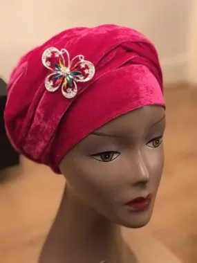 Large Velvet Plain Turban | Premade Chemo Cap