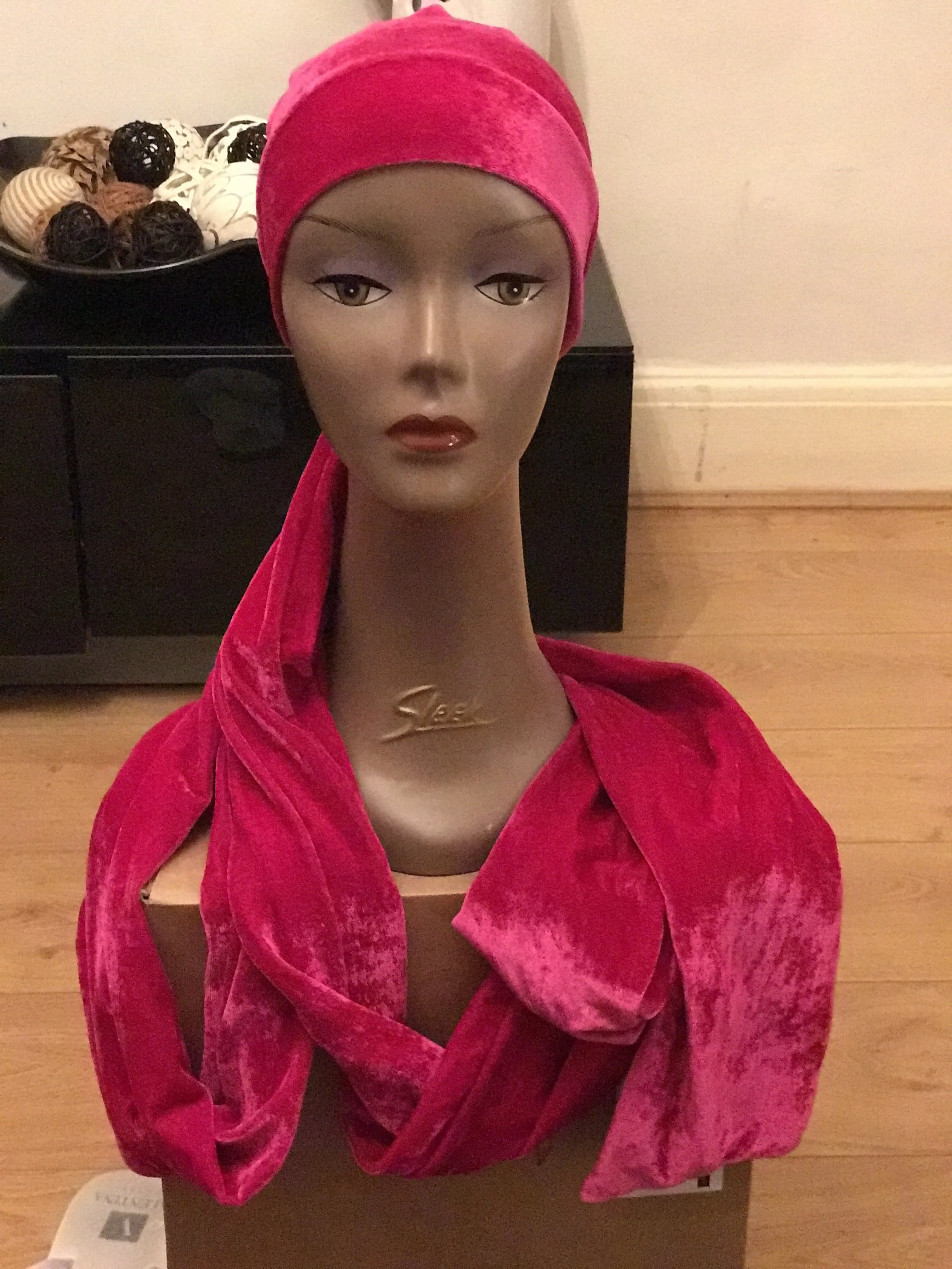 Large Velvet Plain Turban | Premade Chemo Cap