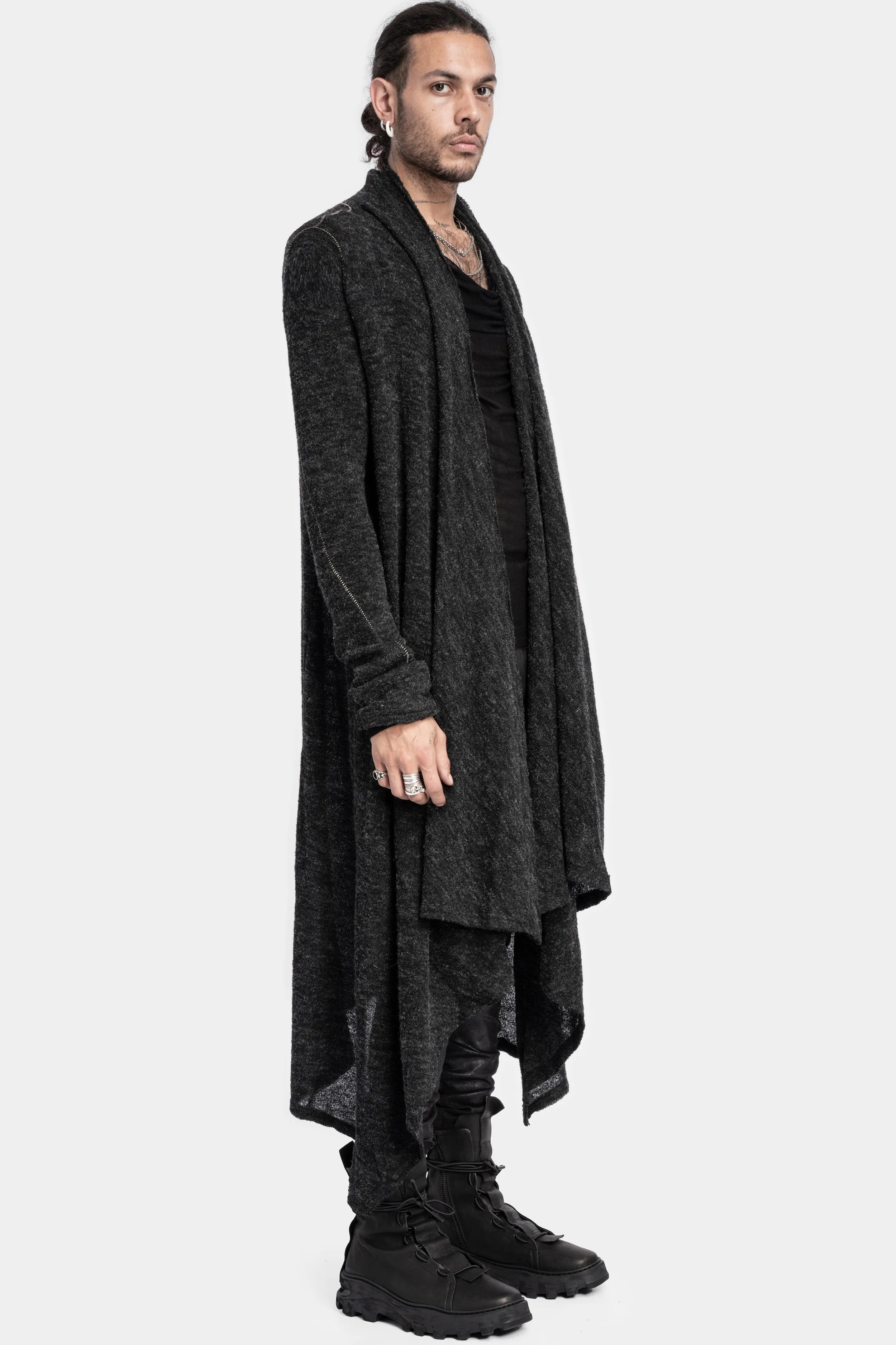 Long wool blend cardigan