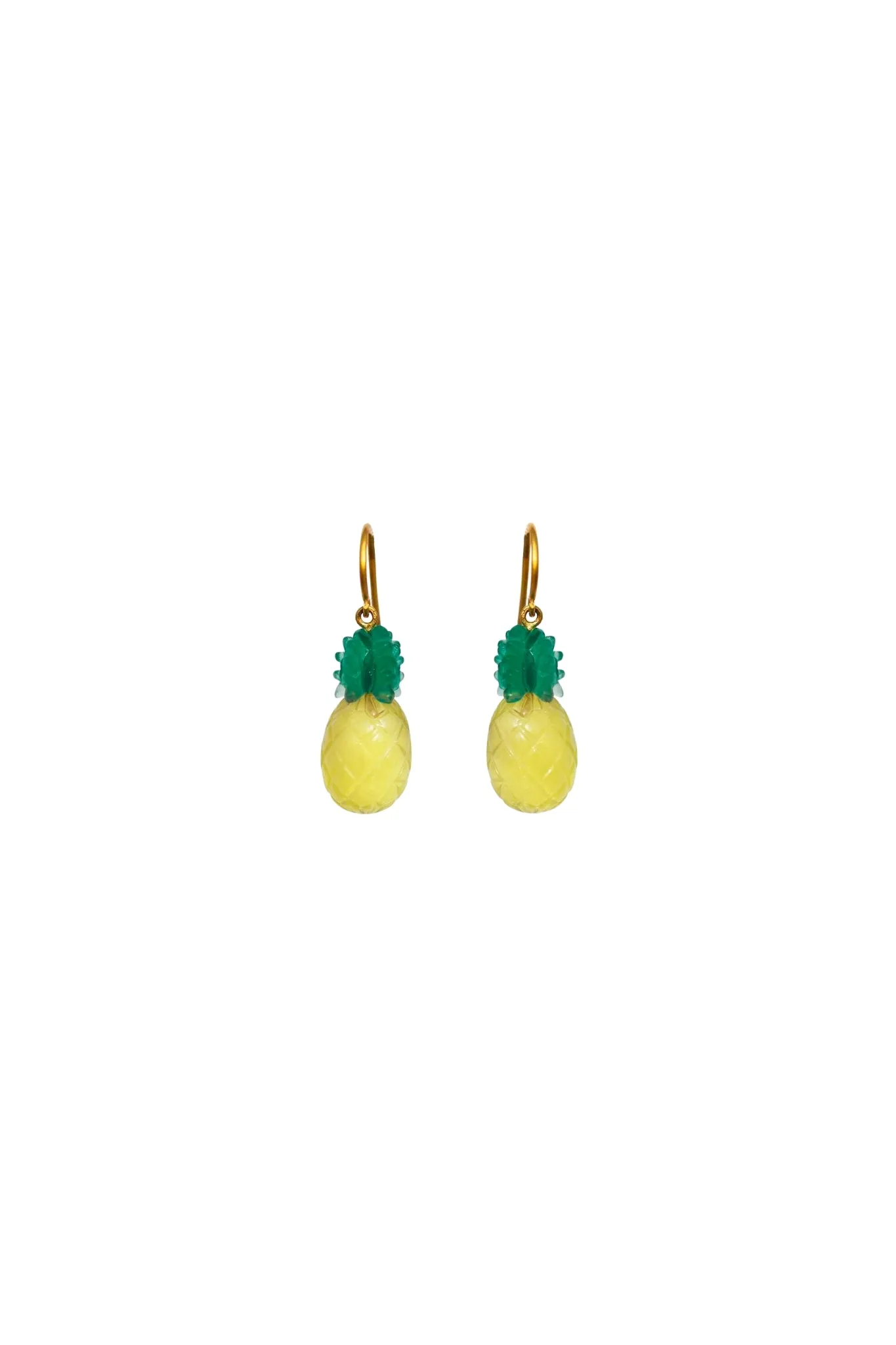 Marie Helene de Taillac 20k Yellow Gold Lemon Quartz and Green Chalcedony Pineapple Earrings