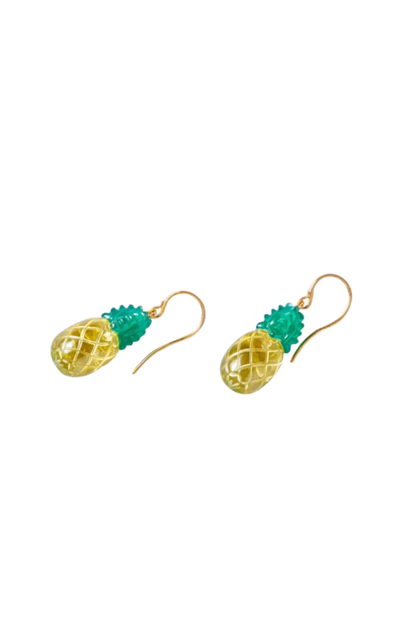 Marie Helene de Taillac 20k Yellow Gold Lemon Quartz and Green Chalcedony Pineapple Earrings