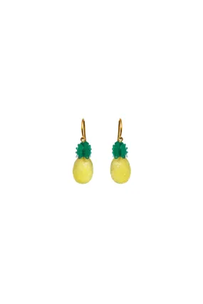 Marie Helene de Taillac 20k Yellow Gold Lemon Quartz and Green Chalcedony Pineapple Earrings