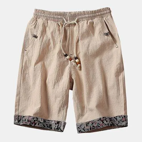 Mens Chinese Style Cotton Linen Vintage Baggy Shorts