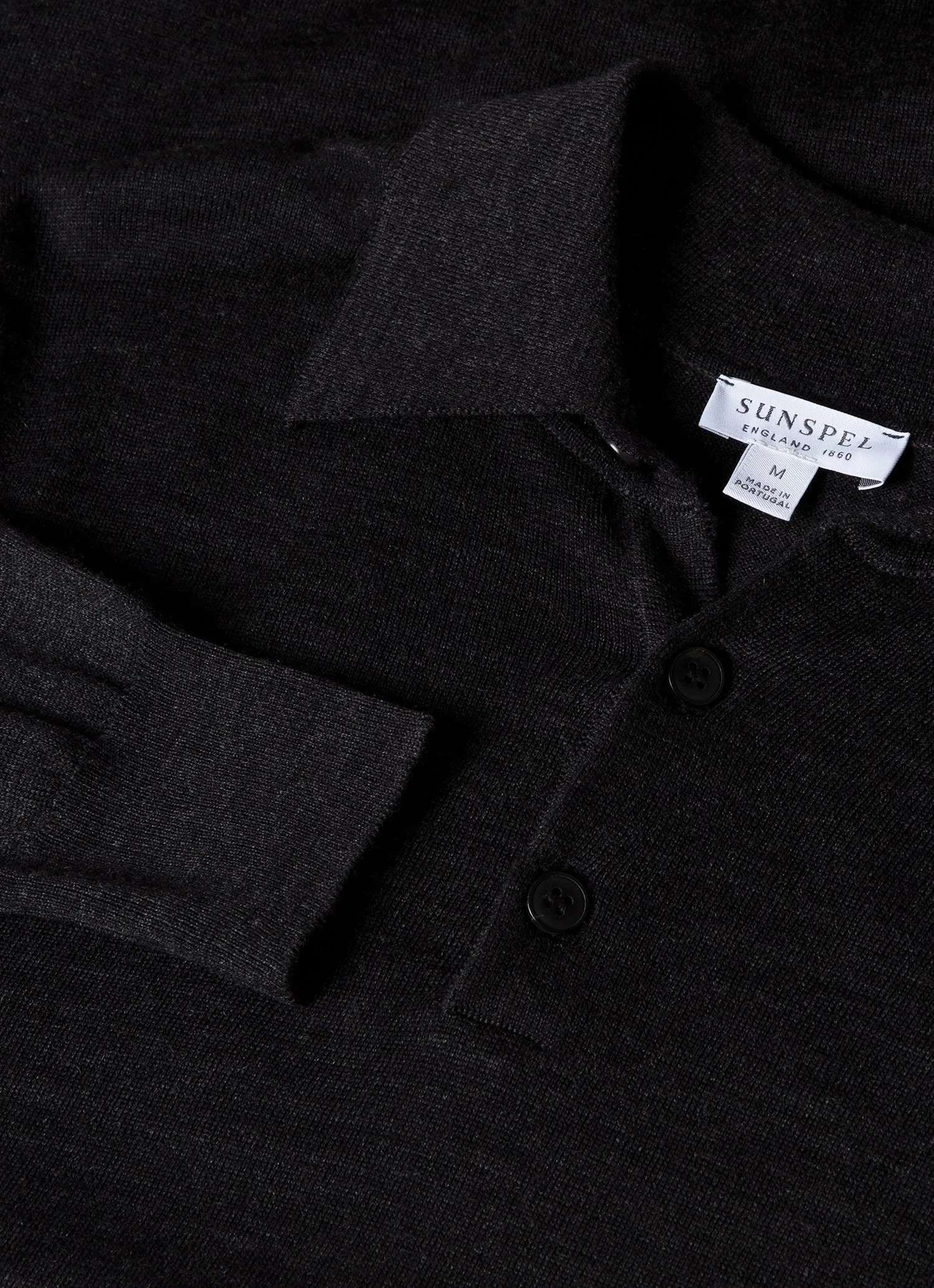 Men's Extra-Fine Merino Polo Shirt in Charcoal Melange