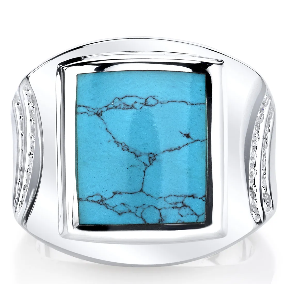 Mens Turquoise Ring Sterling Silver Size 13