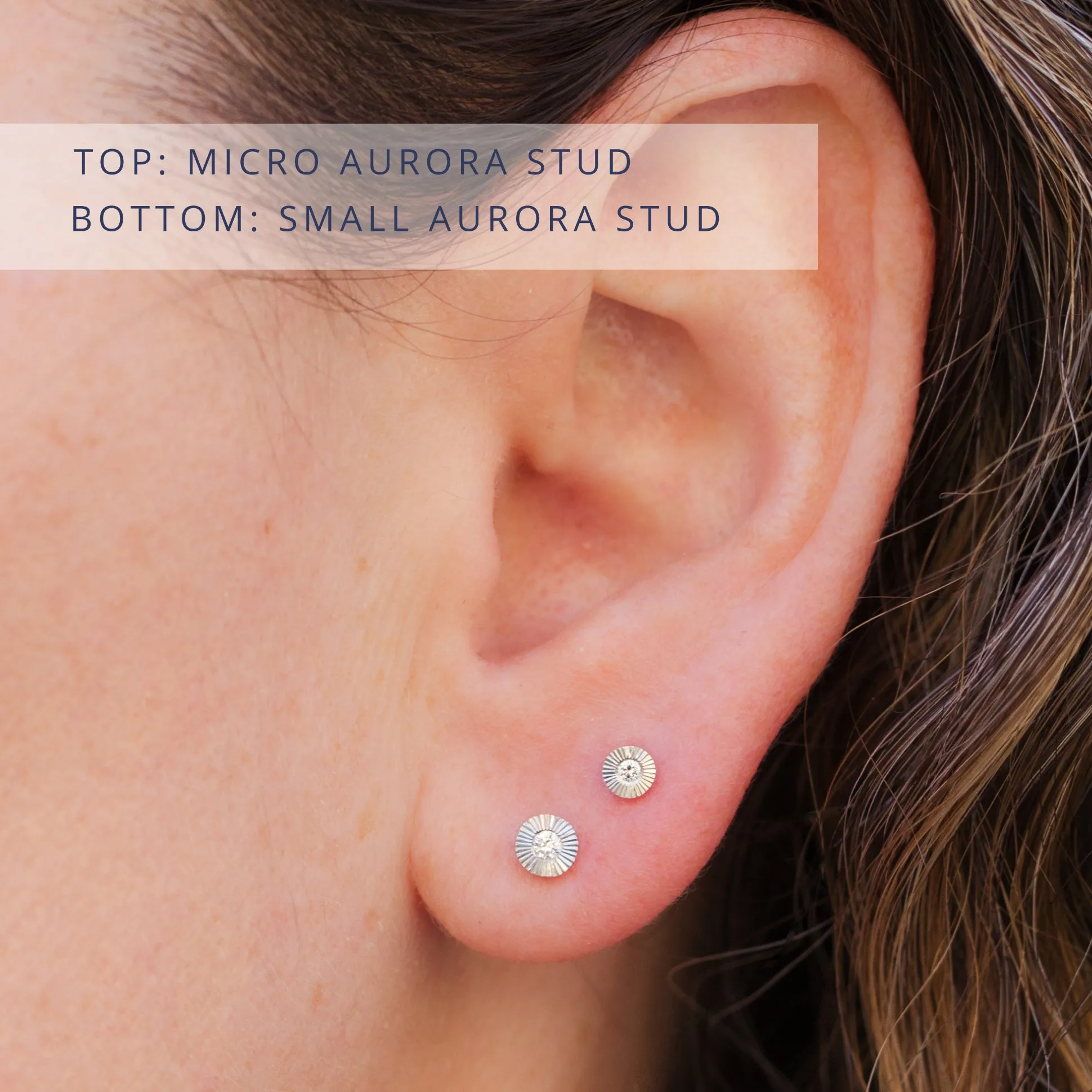 Micro Aurora Diamond Stud Earring in Sterling Silver