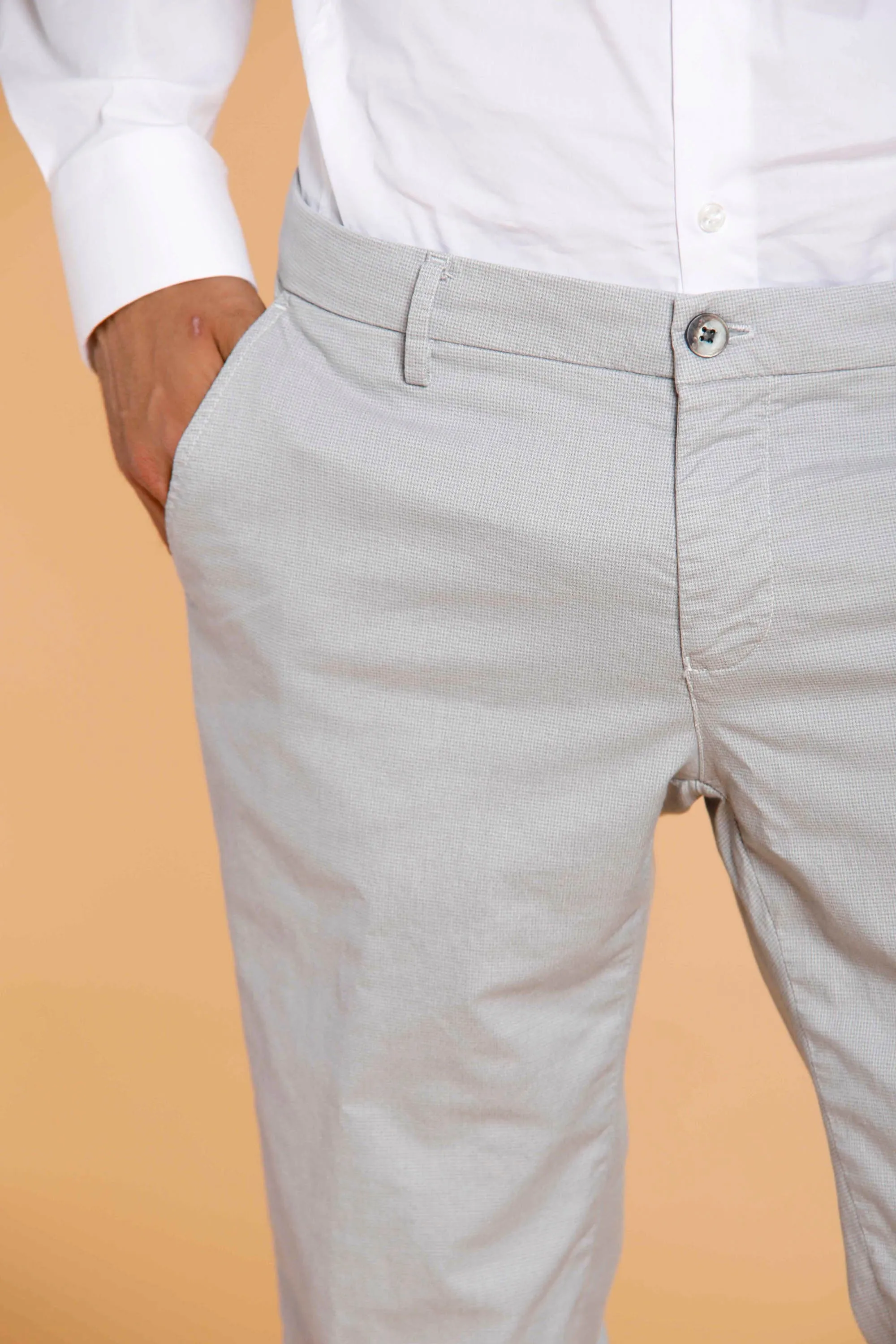 Milano Style pantalone chino uomo in cotone pied de poule mouliné extra slim