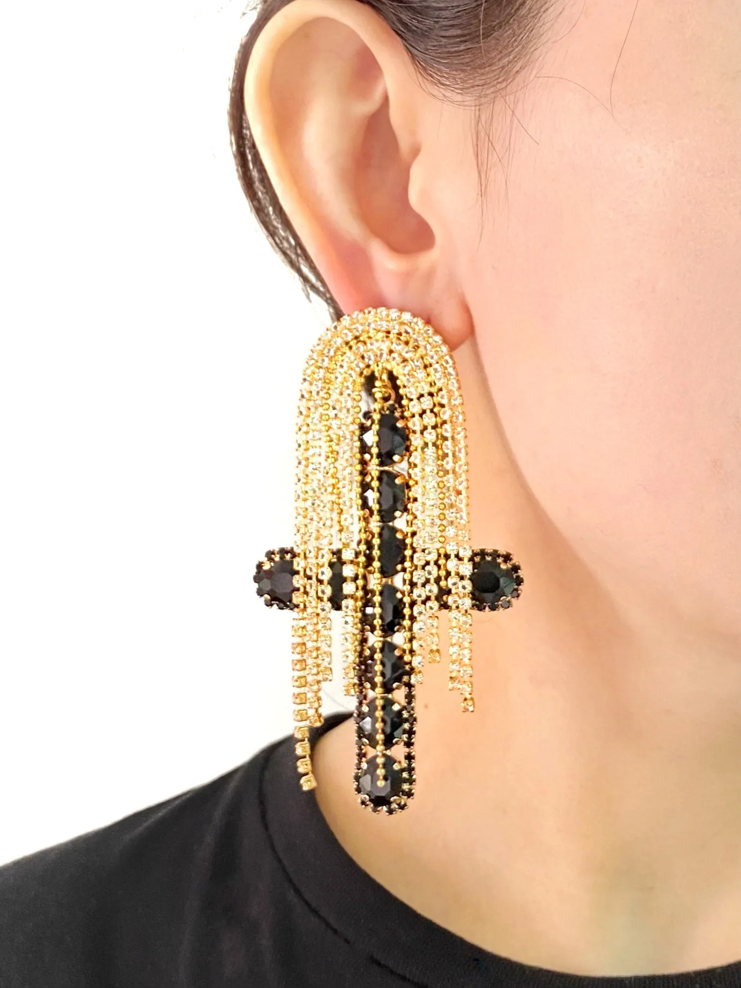 MULTI COLOUR CRYSTAL TASSEL EARRINGS