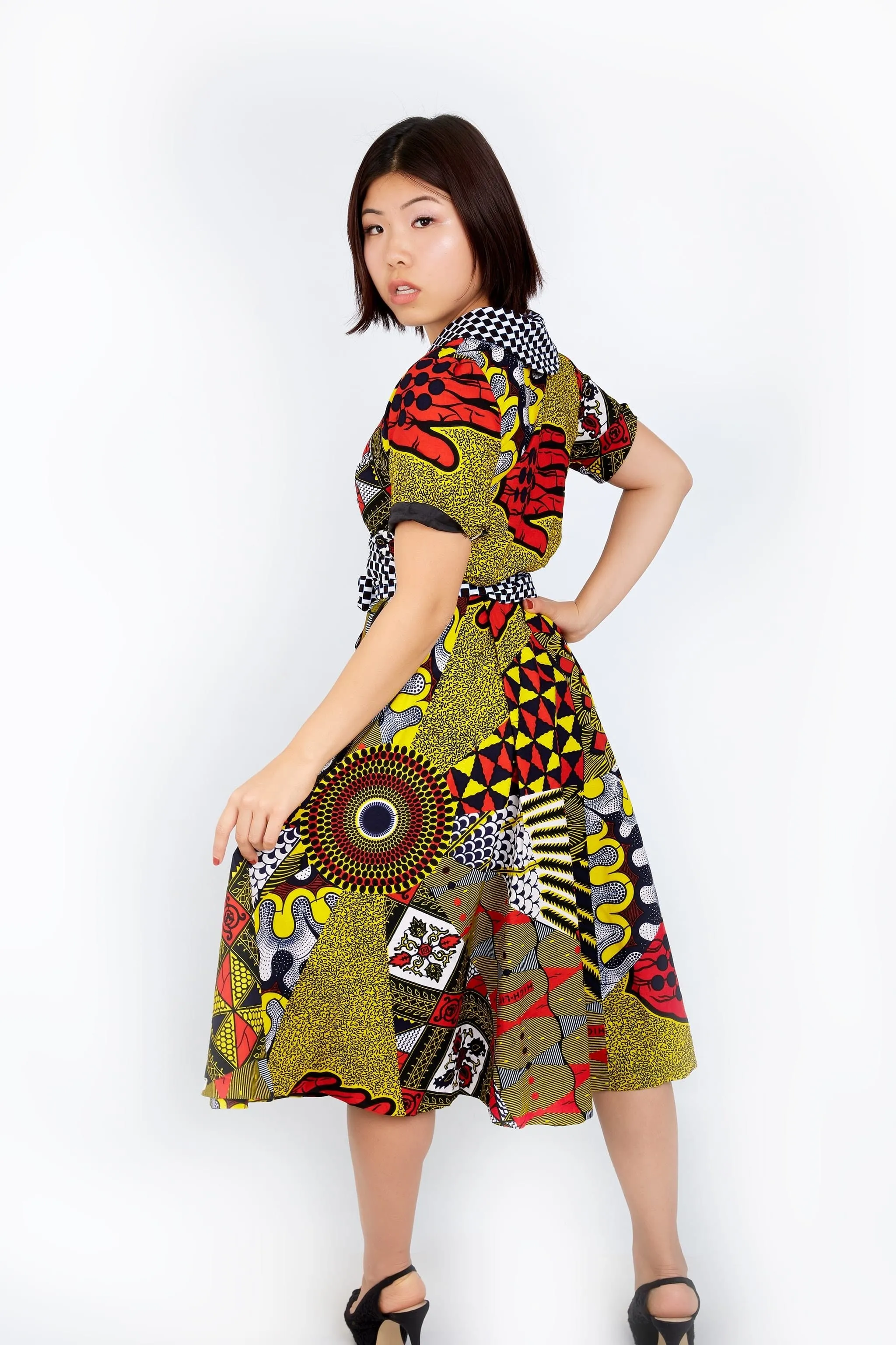 New in - Adora African Ankara Print Wrap Dress - Mixed Print