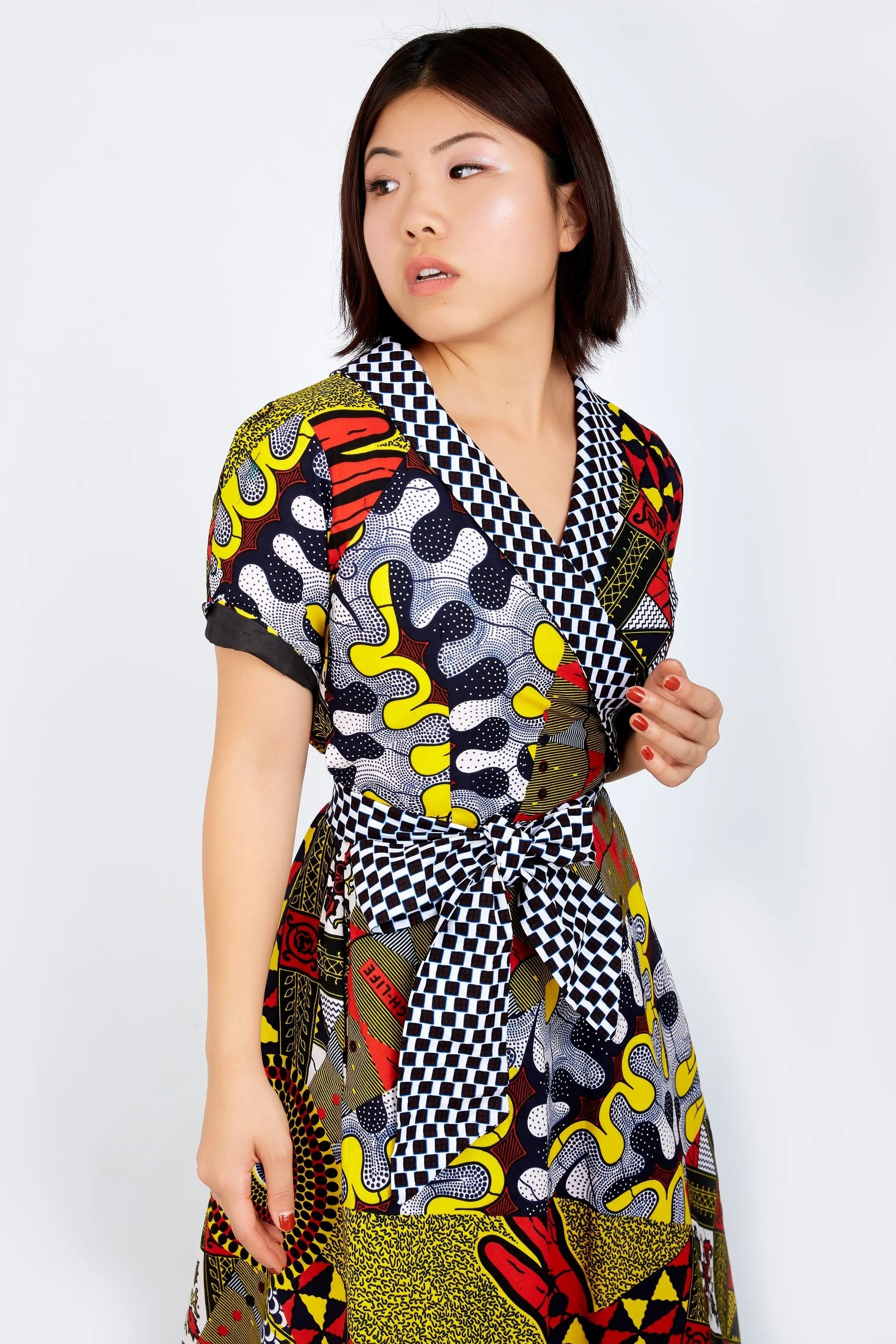 New in - Adora African Ankara Print Wrap Dress - Mixed Print