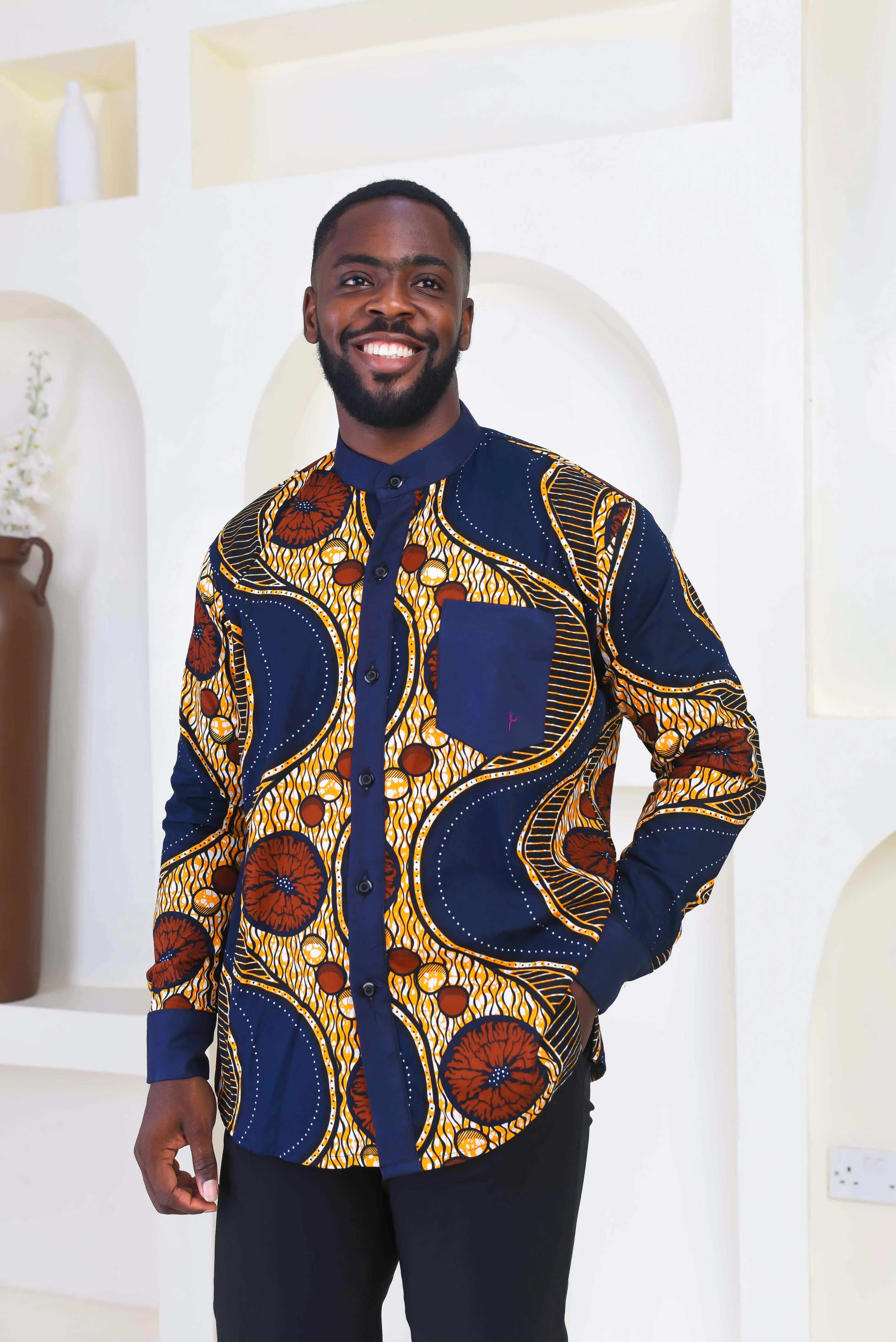 New in African Print Shirt for Men - Kobby