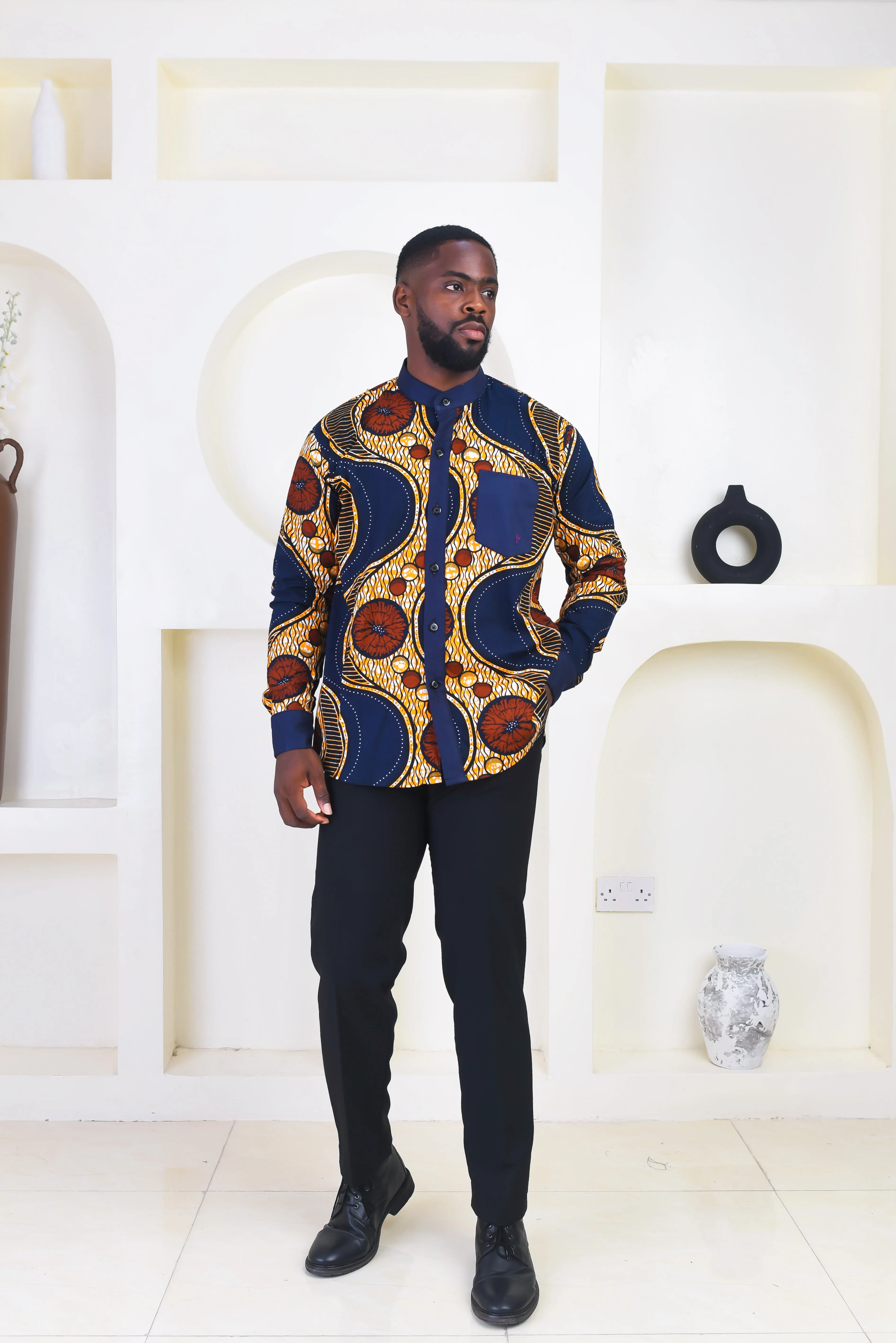 New in African Print Shirt for Men - Kobby