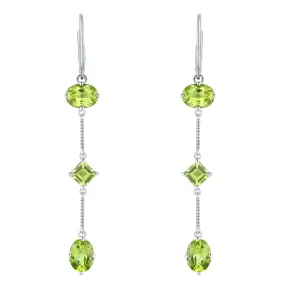 Peridot and Citrine 925 Sterling Silver Dangling Earrings