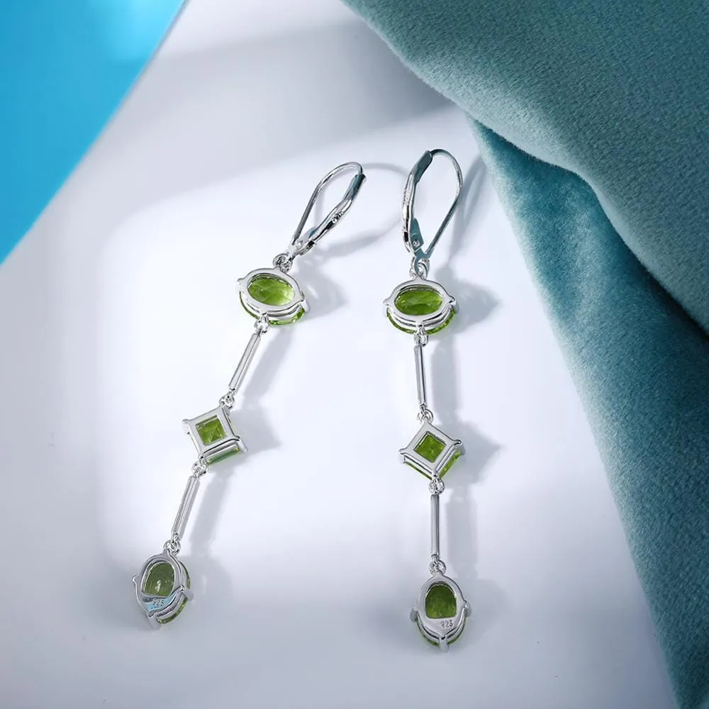 Peridot and Citrine 925 Sterling Silver Dangling Earrings