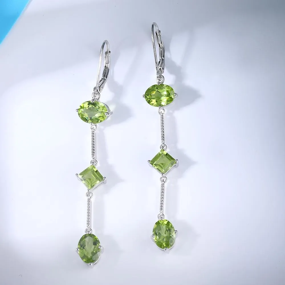 Peridot and Citrine 925 Sterling Silver Dangling Earrings