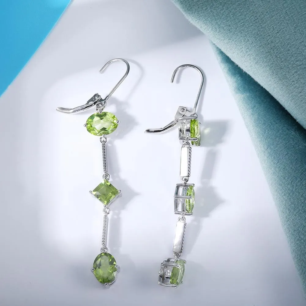 Peridot and Citrine 925 Sterling Silver Dangling Earrings