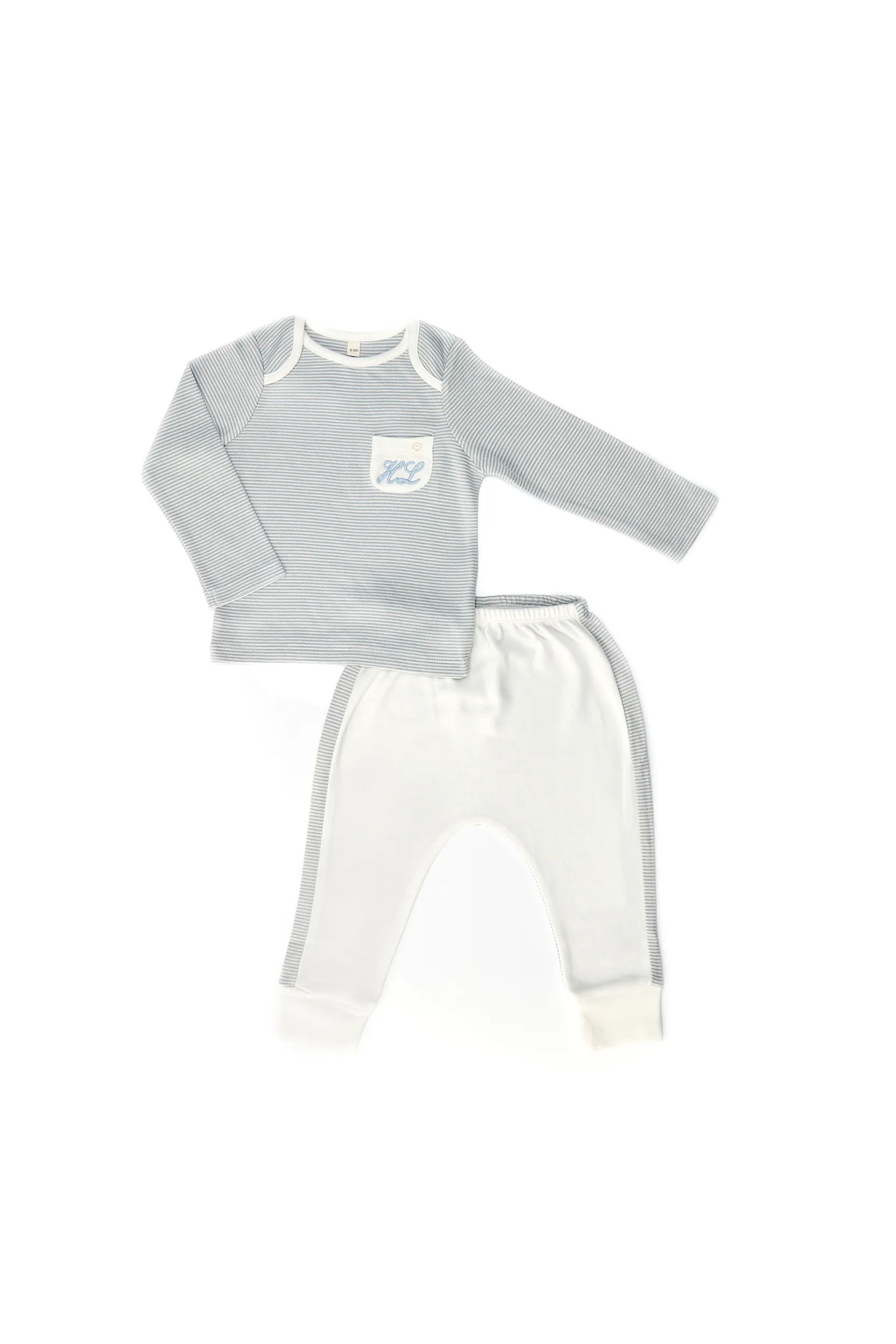 Personalised Baby Mori T-Shirt, Yoga Trouser & Cardigan Gift Set - Blue