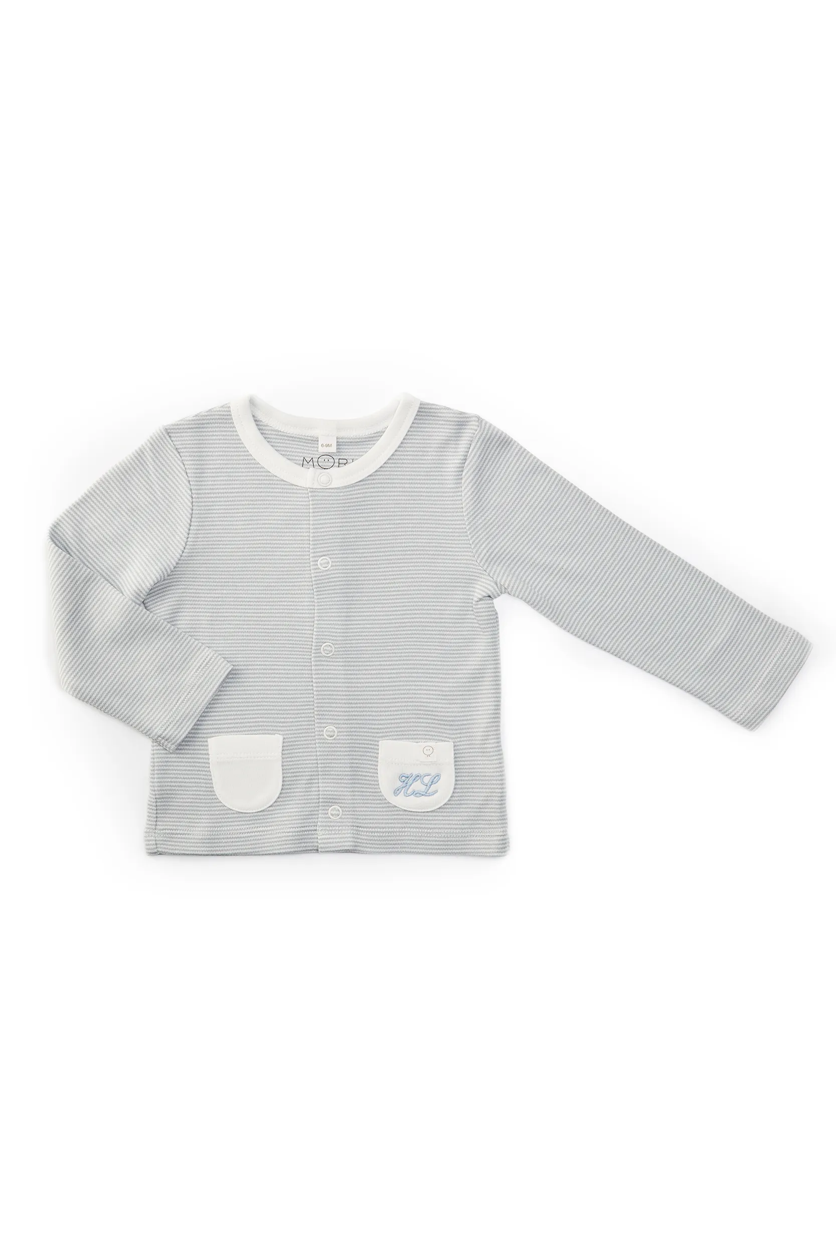 Personalised Baby Mori T-Shirt, Yoga Trouser & Cardigan Gift Set - Blue