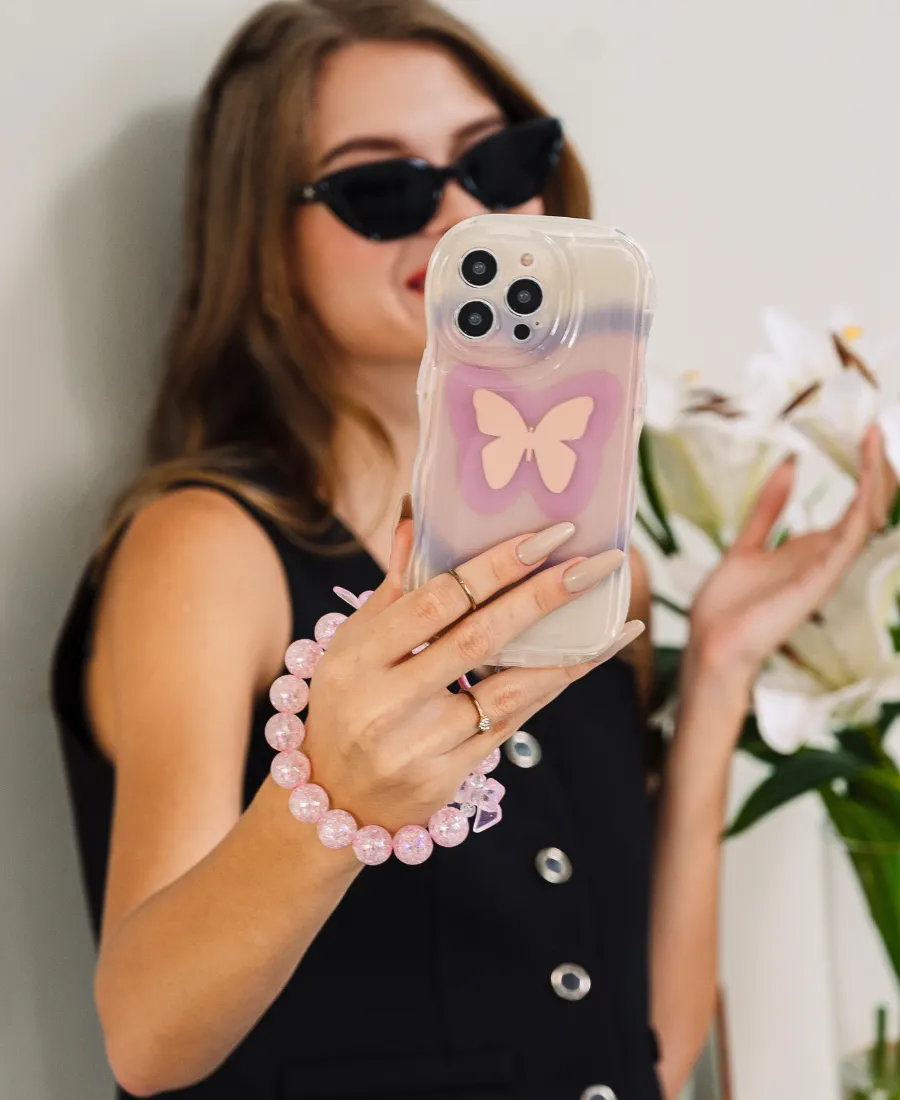 Pink Butterfly Wavy Phone Case