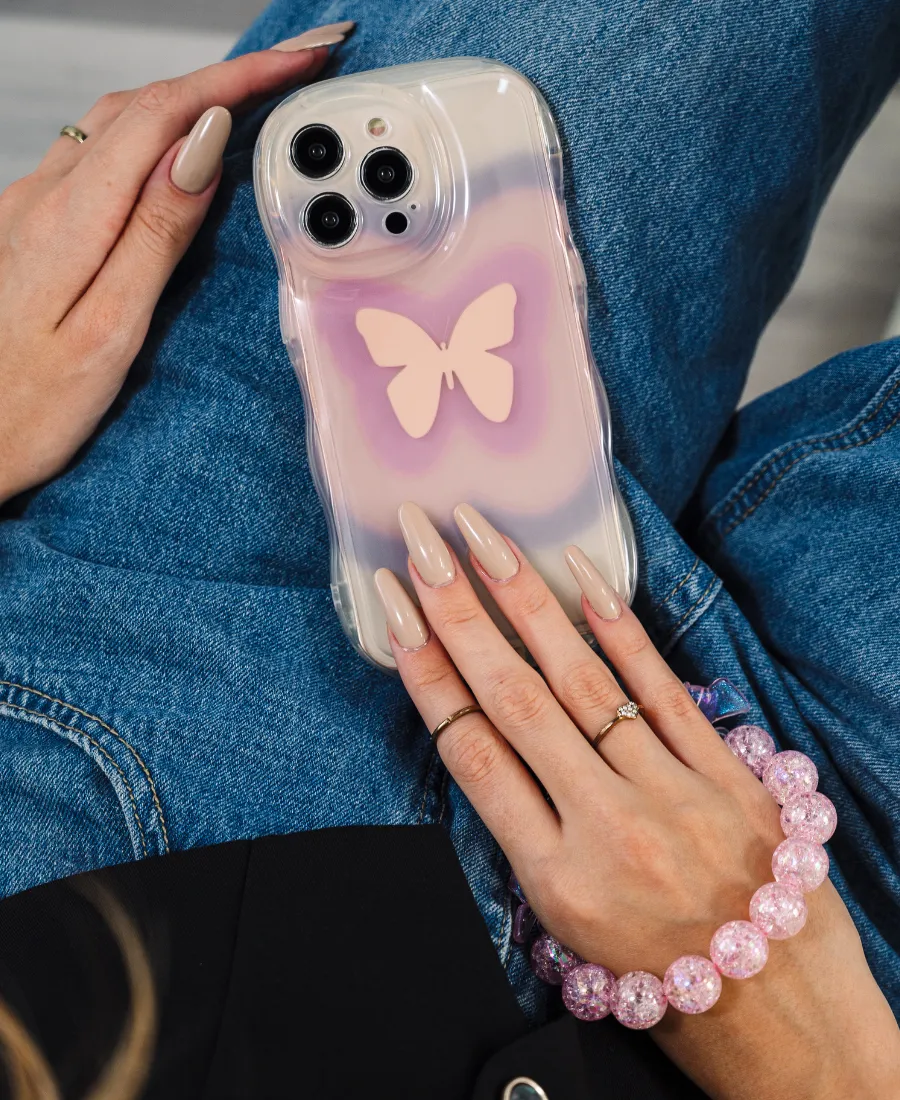 Pink Butterfly Wavy Phone Case