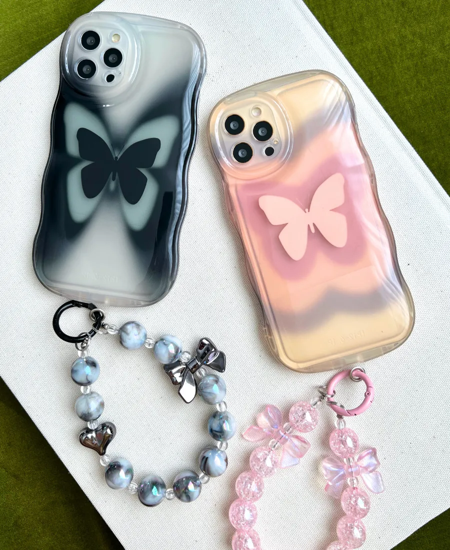 Pink Butterfly Wavy Phone Case