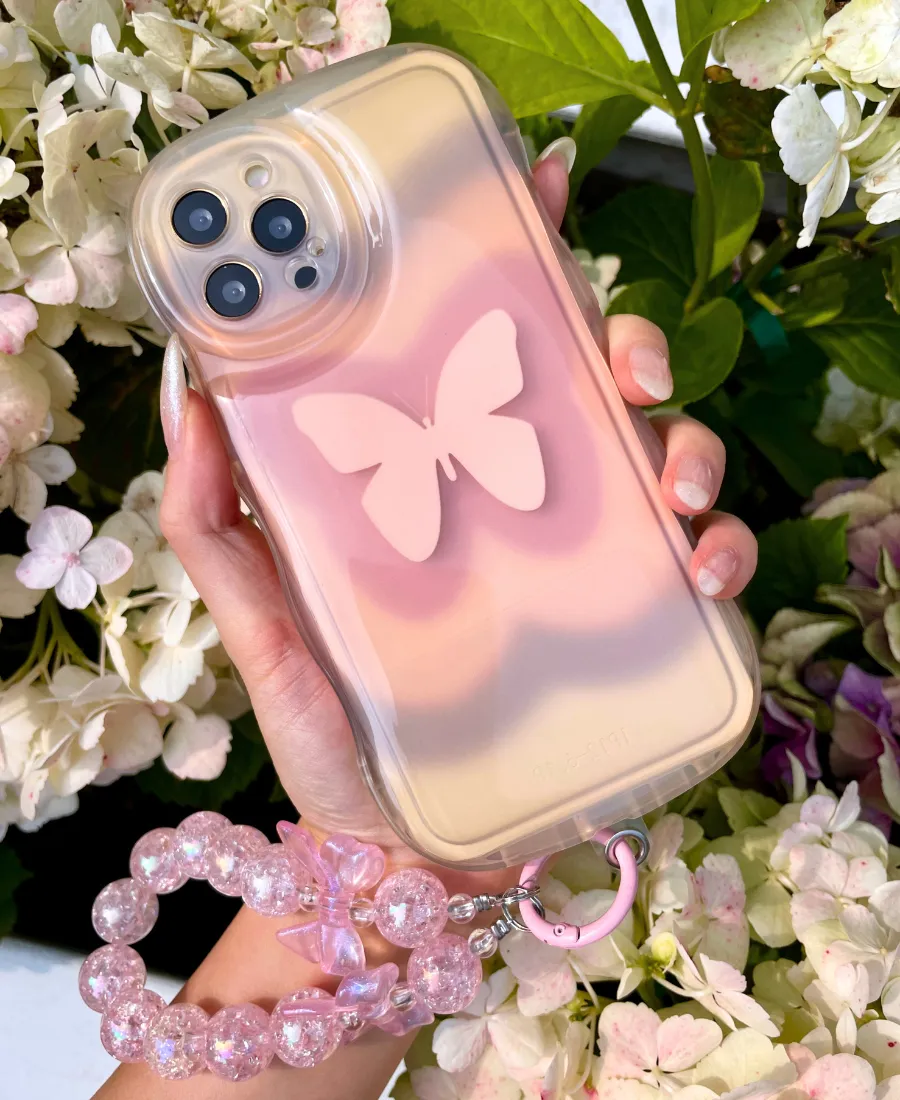 Pink Butterfly Wavy Phone Case