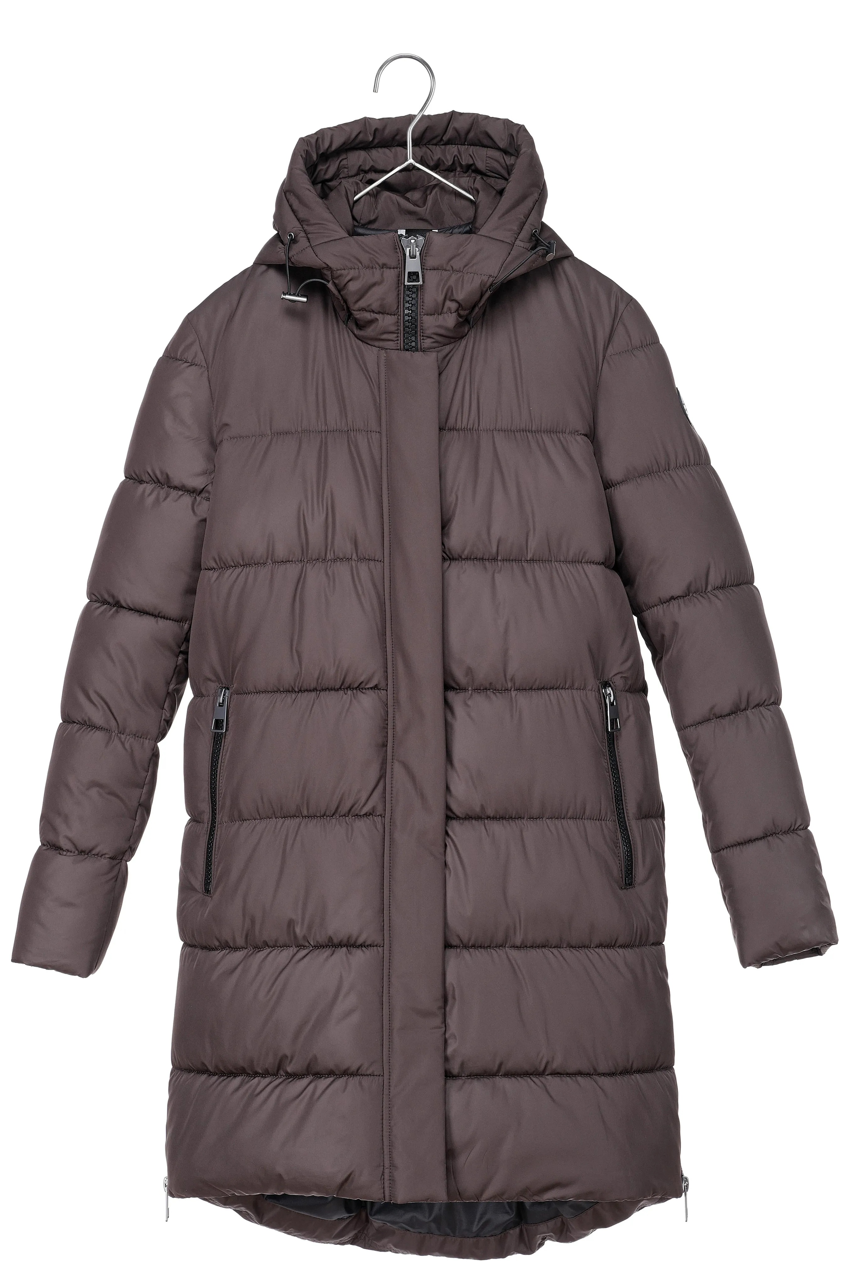 PORTOBELLO II recycled brown long puffer jacket