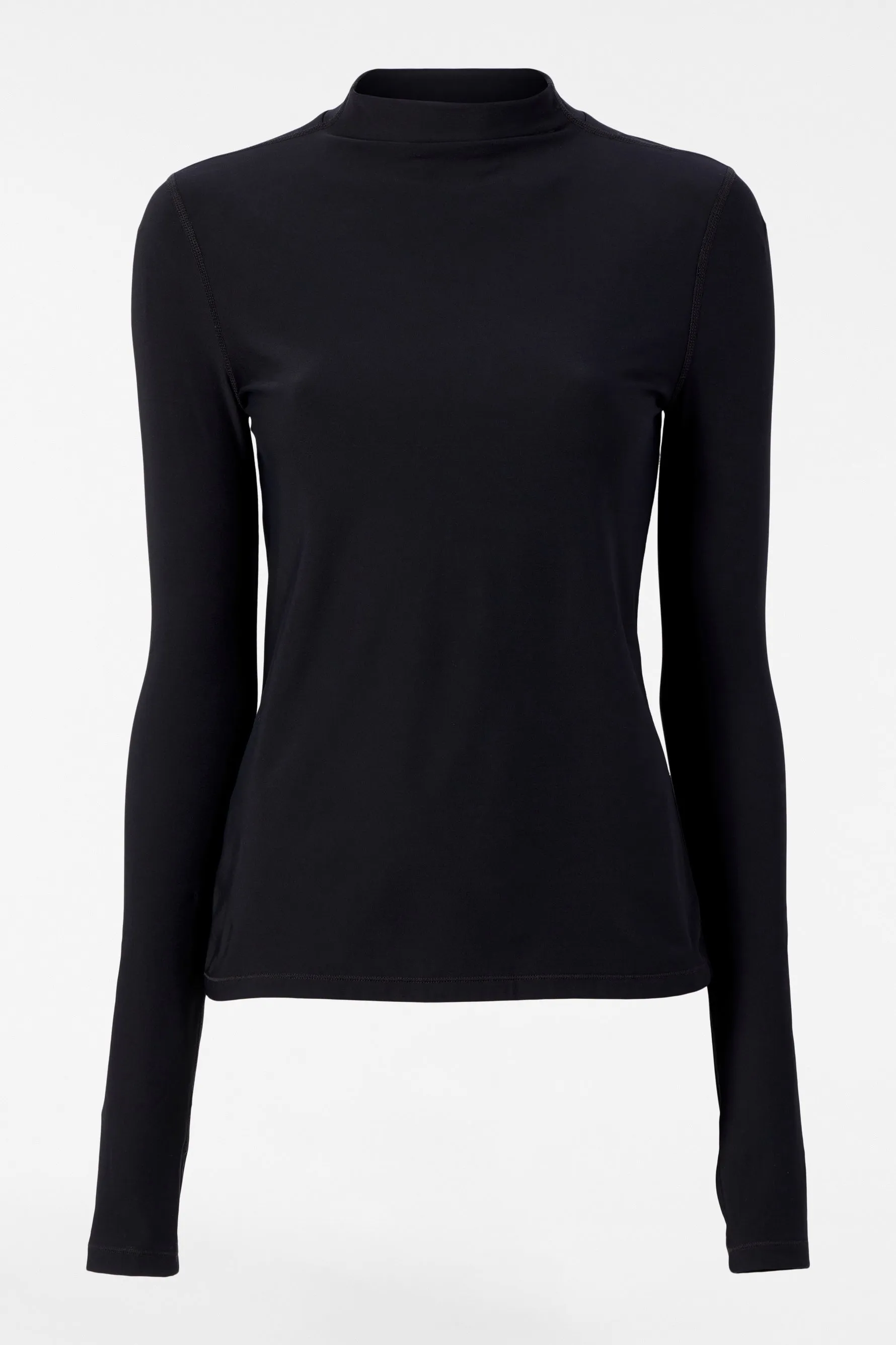 Pro Fleece Mock Neck Long Sleeve Top - Black