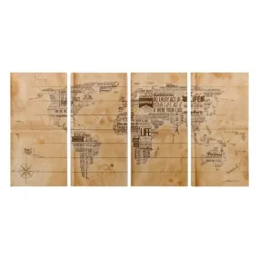 "World Map" Polyptych Set Arte de Legno Digital Print on Solid Wood