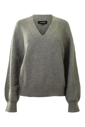 Repeat Cashmere Textured V-neck in Light Grey