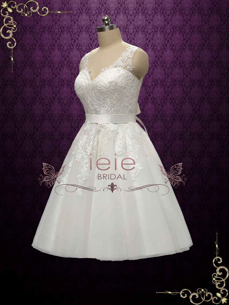 Retro Tea Length Lace Wedding Dress | Clarince