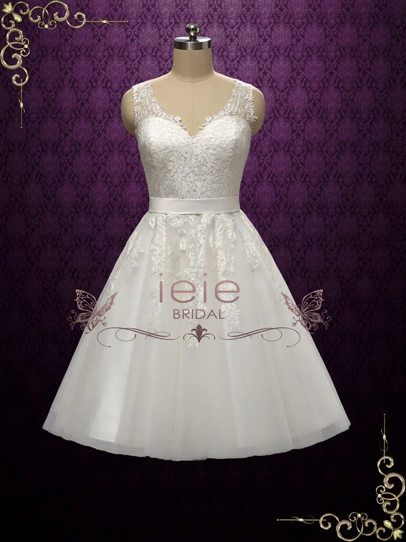 Retro Tea Length Lace Wedding Dress | Clarince