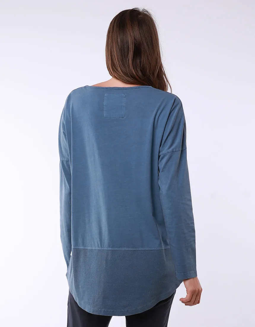 Rib Long Sleeve Steele Blue