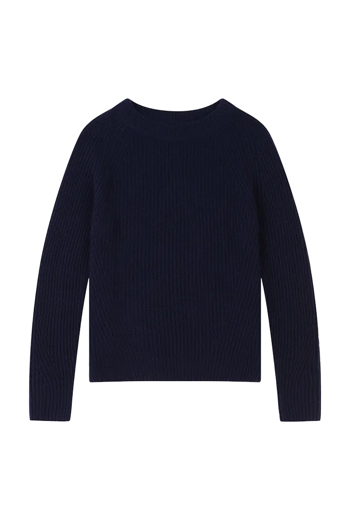 Ribbed Cashmere Sweatshirt | Navy