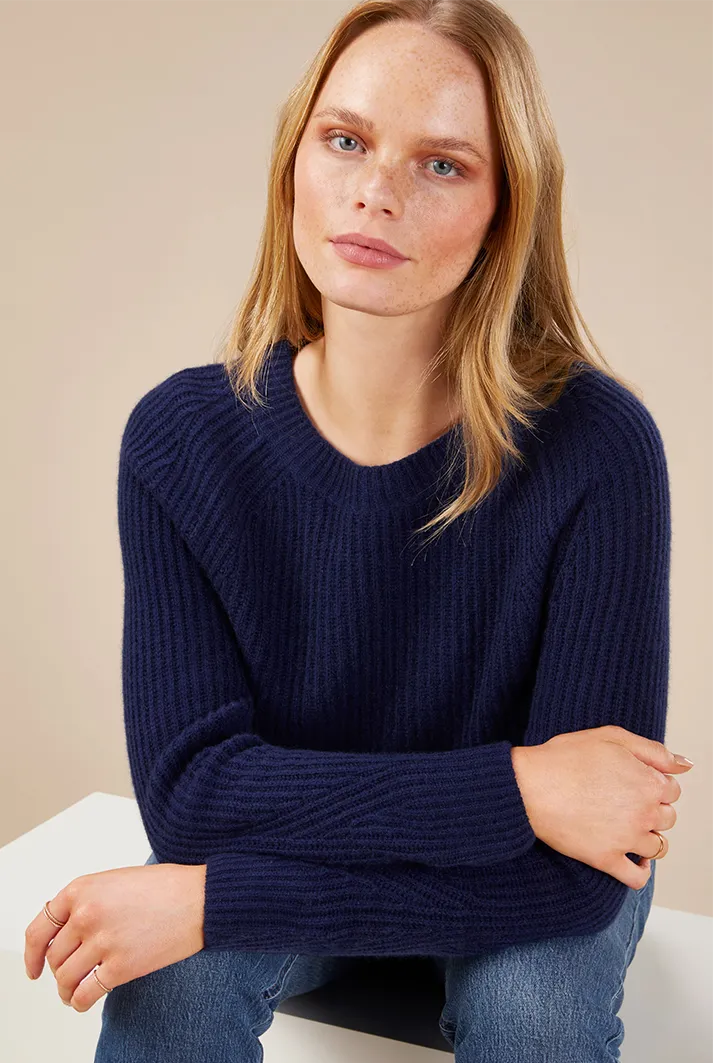 Ribbed Cashmere Sweatshirt | Navy