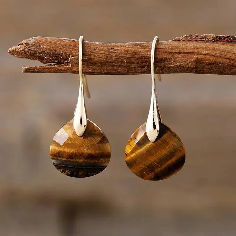 Ritzy Tiger Eye Silver Drop Earrings