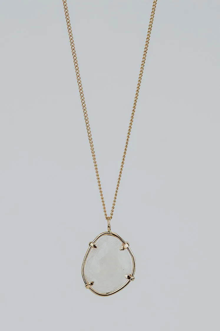 Rose Cut Gemstone Necklace - Moonstone 14k