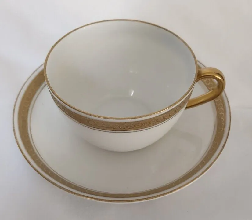 Royal Bayreuth Bavaria Saucer & Cup Gold Encrusted Circles & Dots