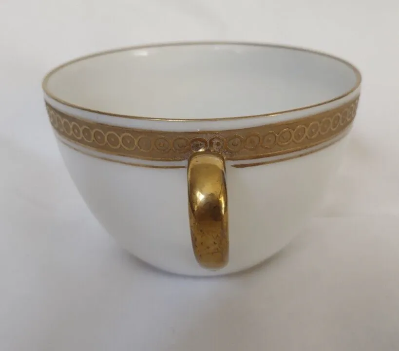 Royal Bayreuth Bavaria Saucer & Cup Gold Encrusted Circles & Dots