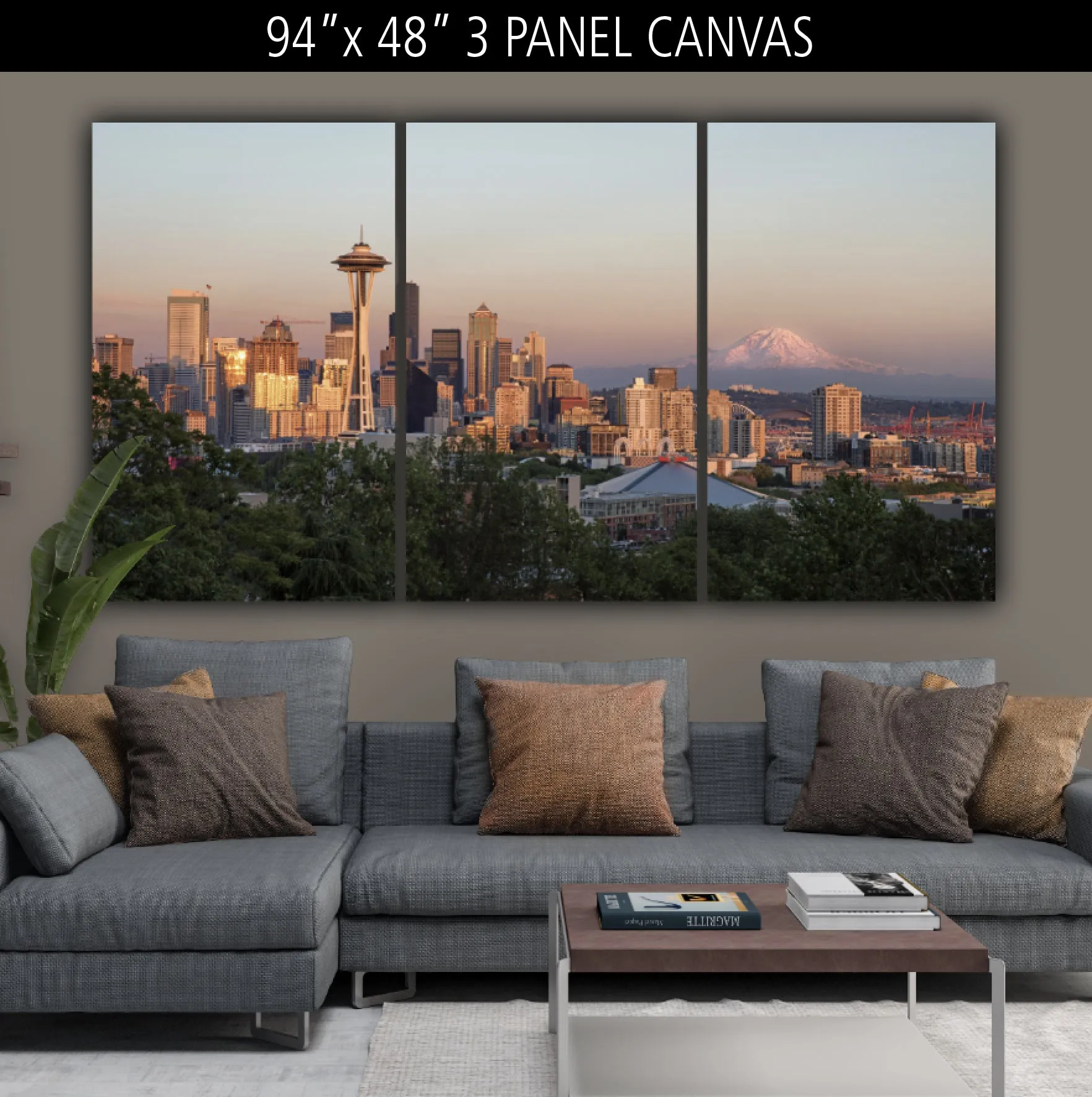 Seattle Skyline Mt. Ranier on Canvas