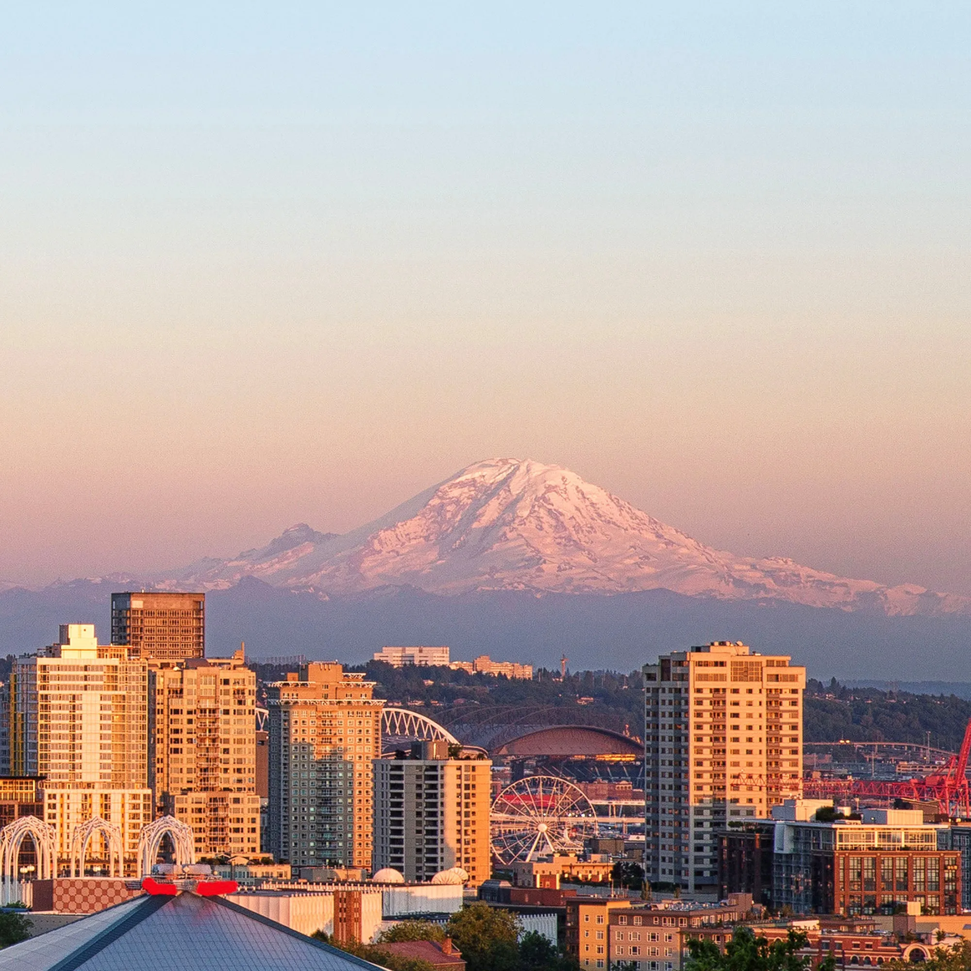 Seattle Skyline Mt. Ranier on Canvas