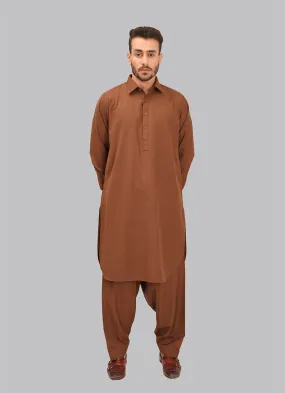 Shalwar Kameez - Salaar Prime Orange Brown Plain